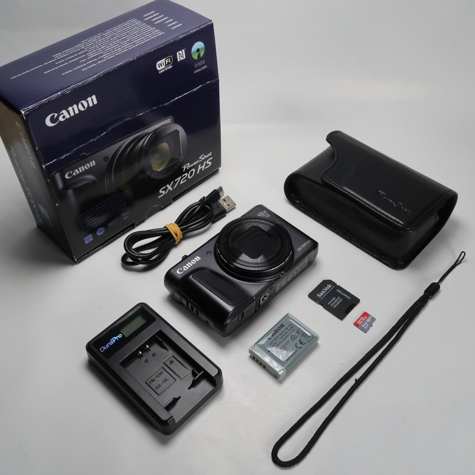 Canon PowerShot SX720 HS 20.3MP 40x Digital Camera Black + Case + 64GB SD Card