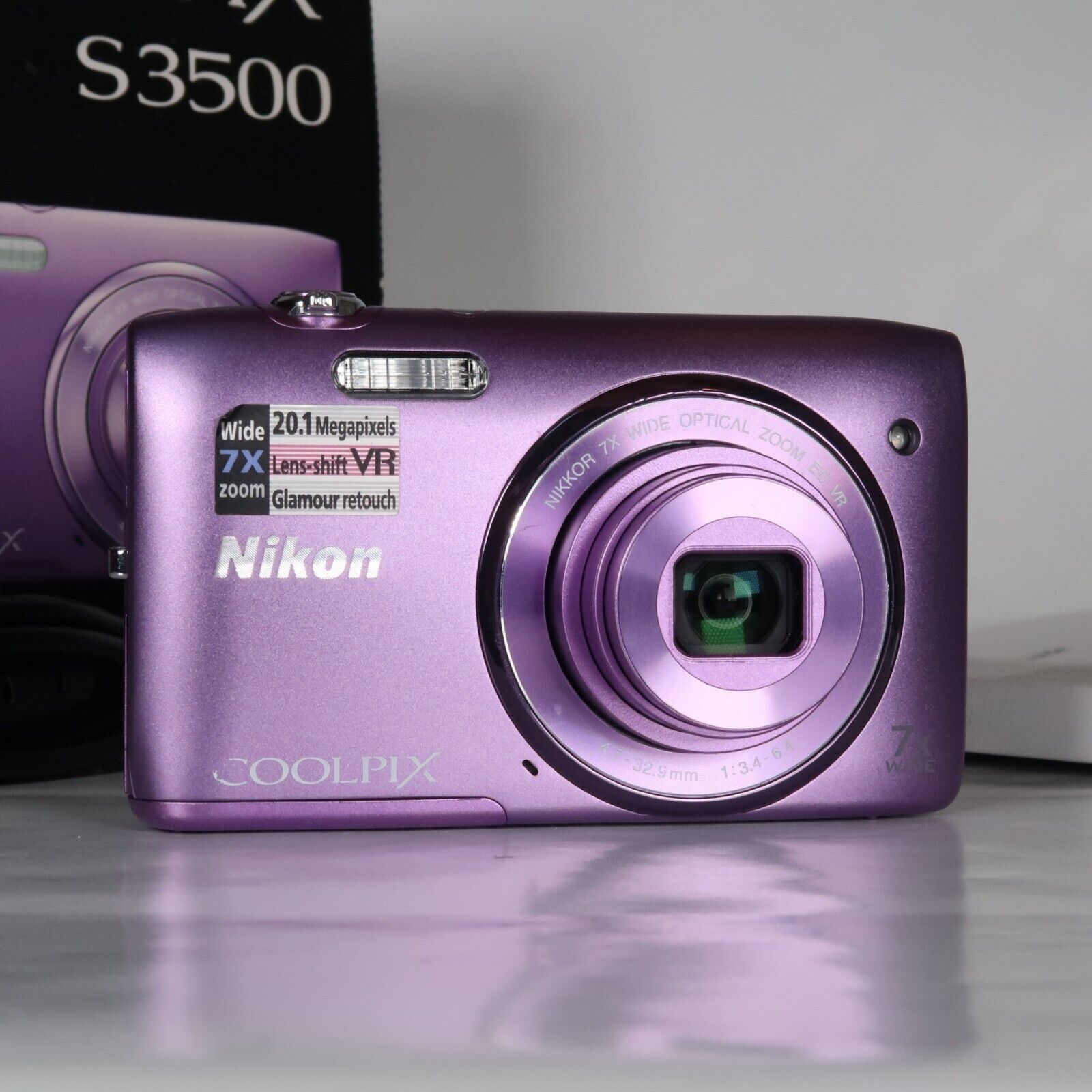 Nikon CoolPix S3500 20.1MP Digital Camera Purple – Mint Condition, Original Packaging