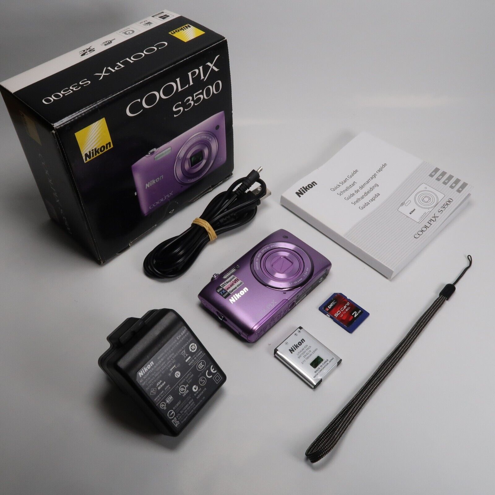 Nikon CoolPix S3500 20.1MP Digital Camera Purple – Mint Condition, Original Packaging