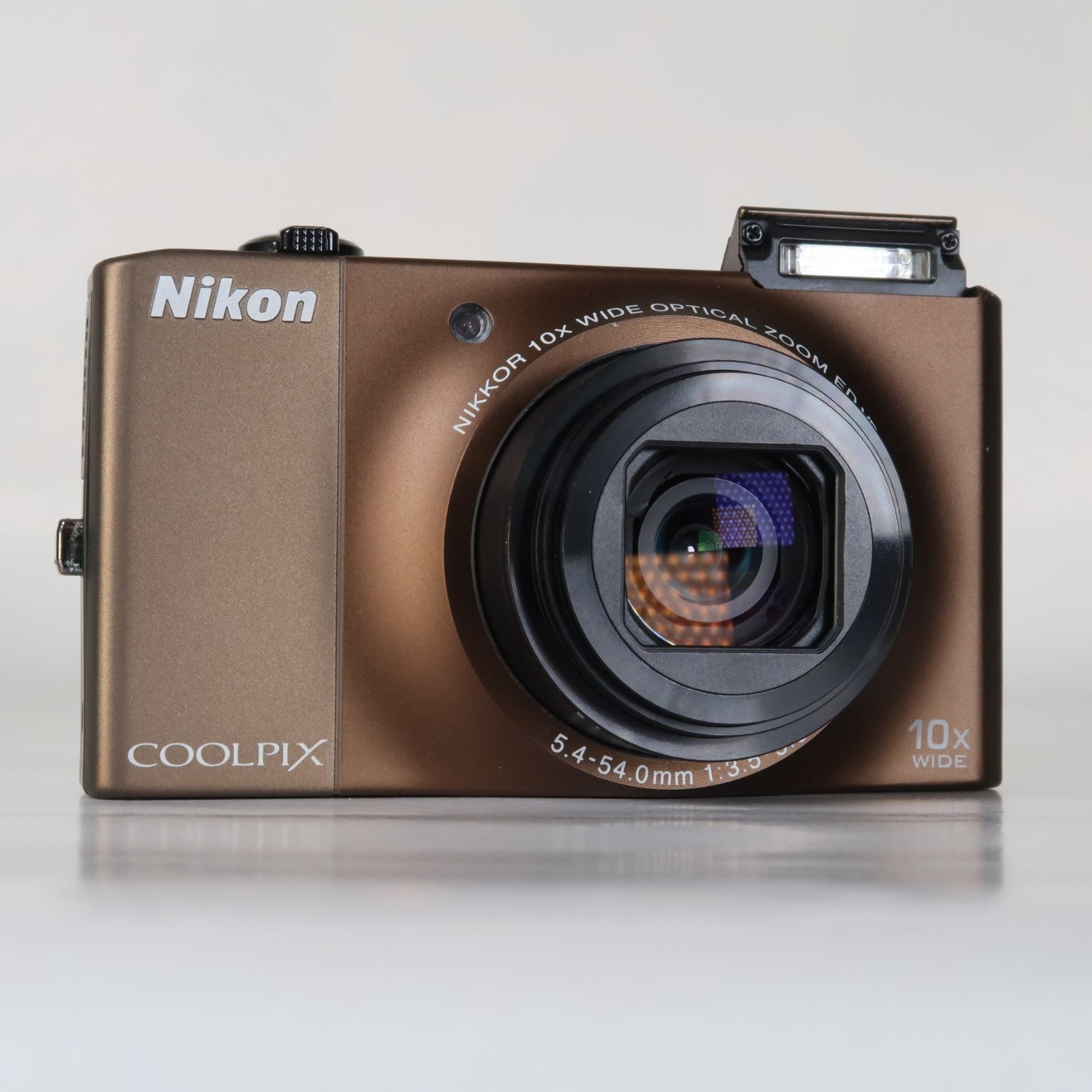 Nikon Coolpix S8000 14MP Digital Camera – Brown – 10x Zoom + Charger + Case