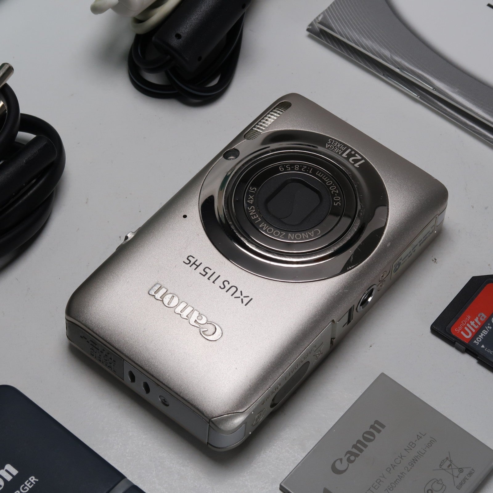 Canon IXUS 115 HS PowerShot ELPH 100 HS 12.1MP 4x Digital Camera Silver – Very Good Condition