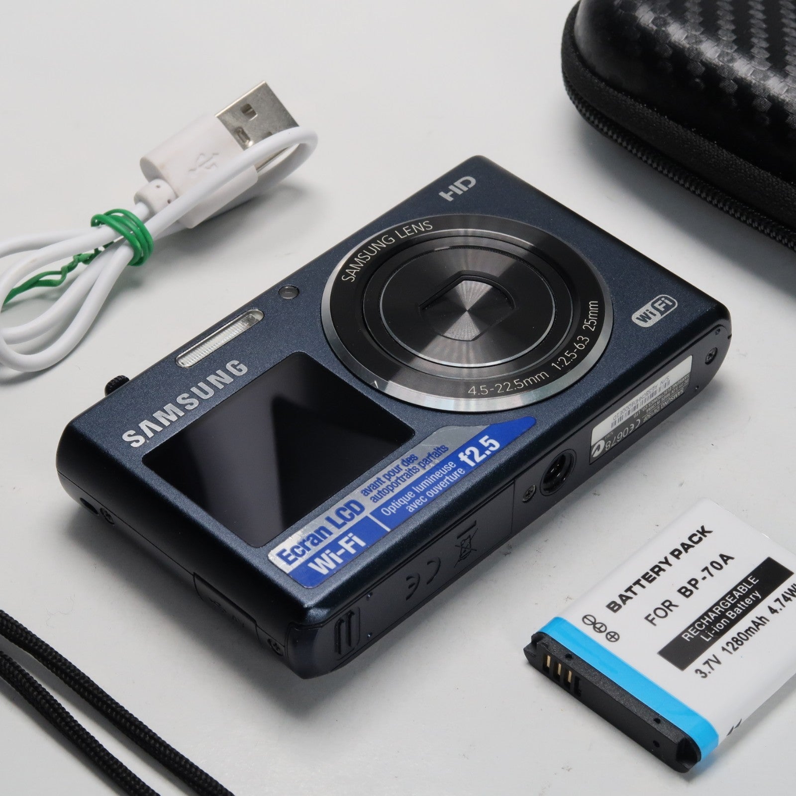 Samsung DualView DV150F 16.2MP Digital Camera – Blue – Excellent