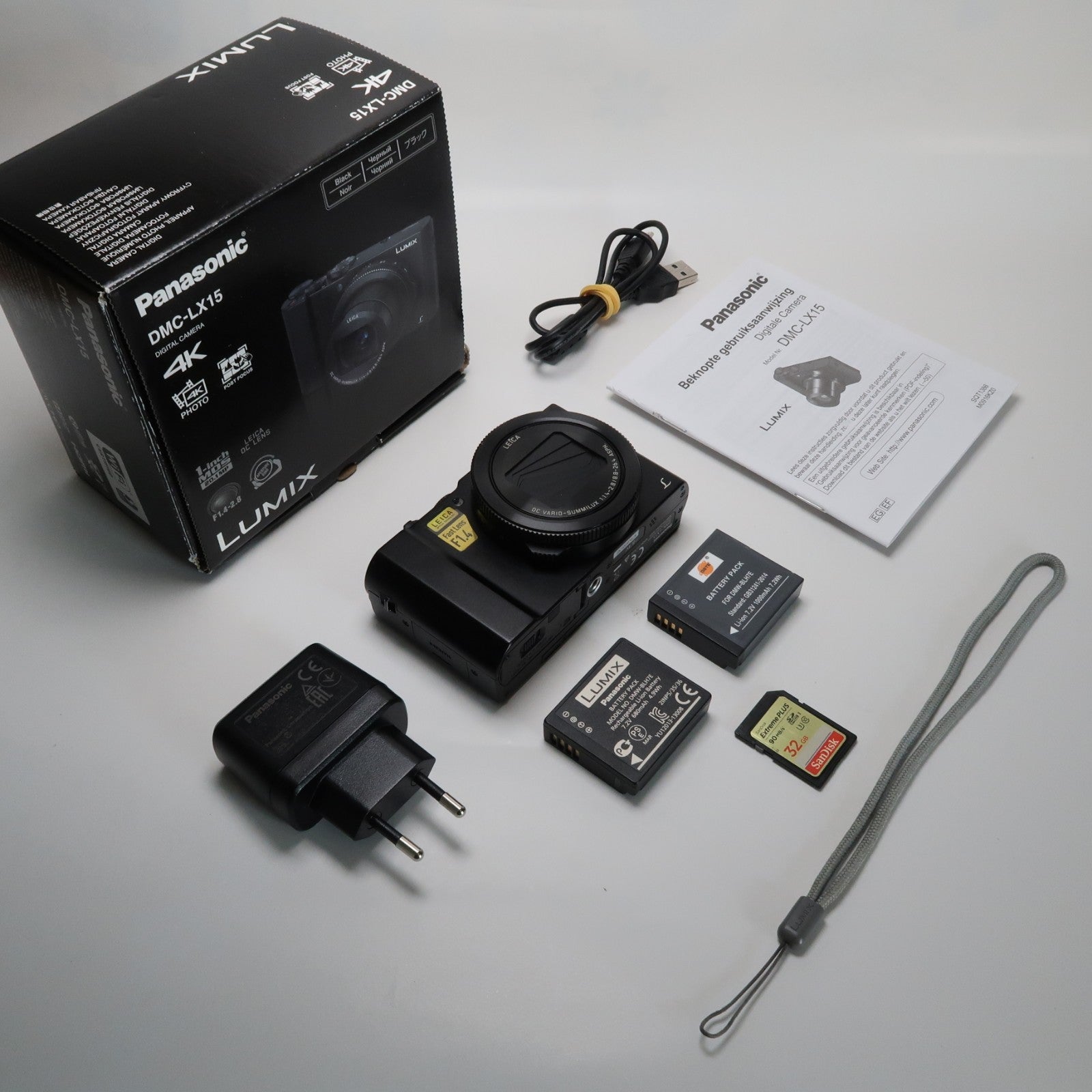 Panasonic Lumix DMC-LX15 Digital Camera – Black – Original Packaging, SD Card 32GB