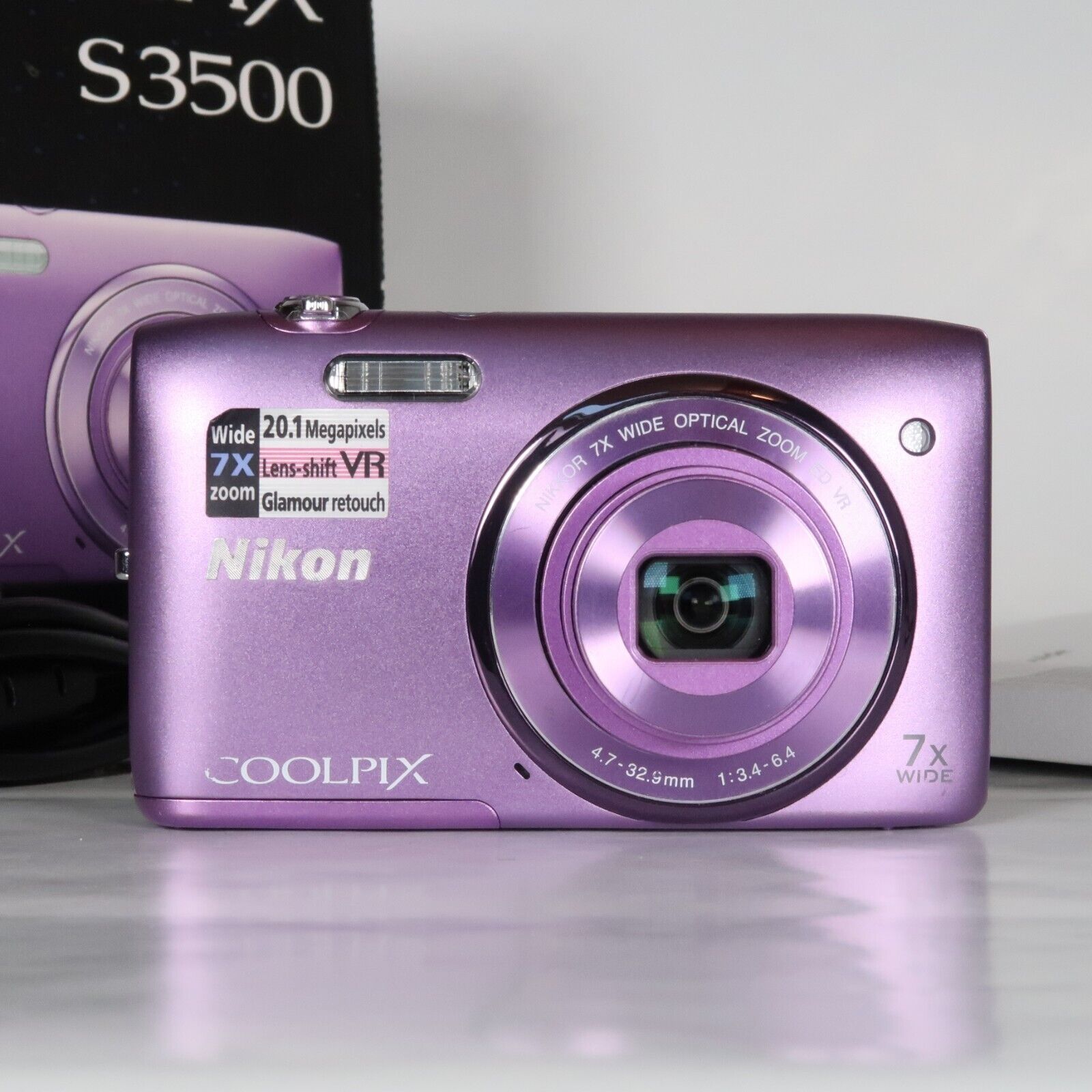 Nikon CoolPix S3500 20.1MP Digital Camera Purple – Mint Condition, Original Packaging