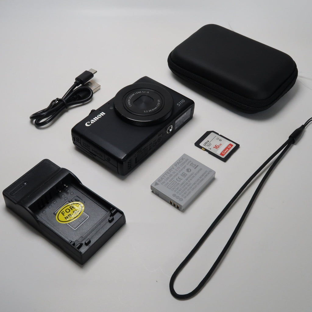 Canon PowerShot S110 12.1MP Digital Camera – Black, Case, SD Card – Excellent