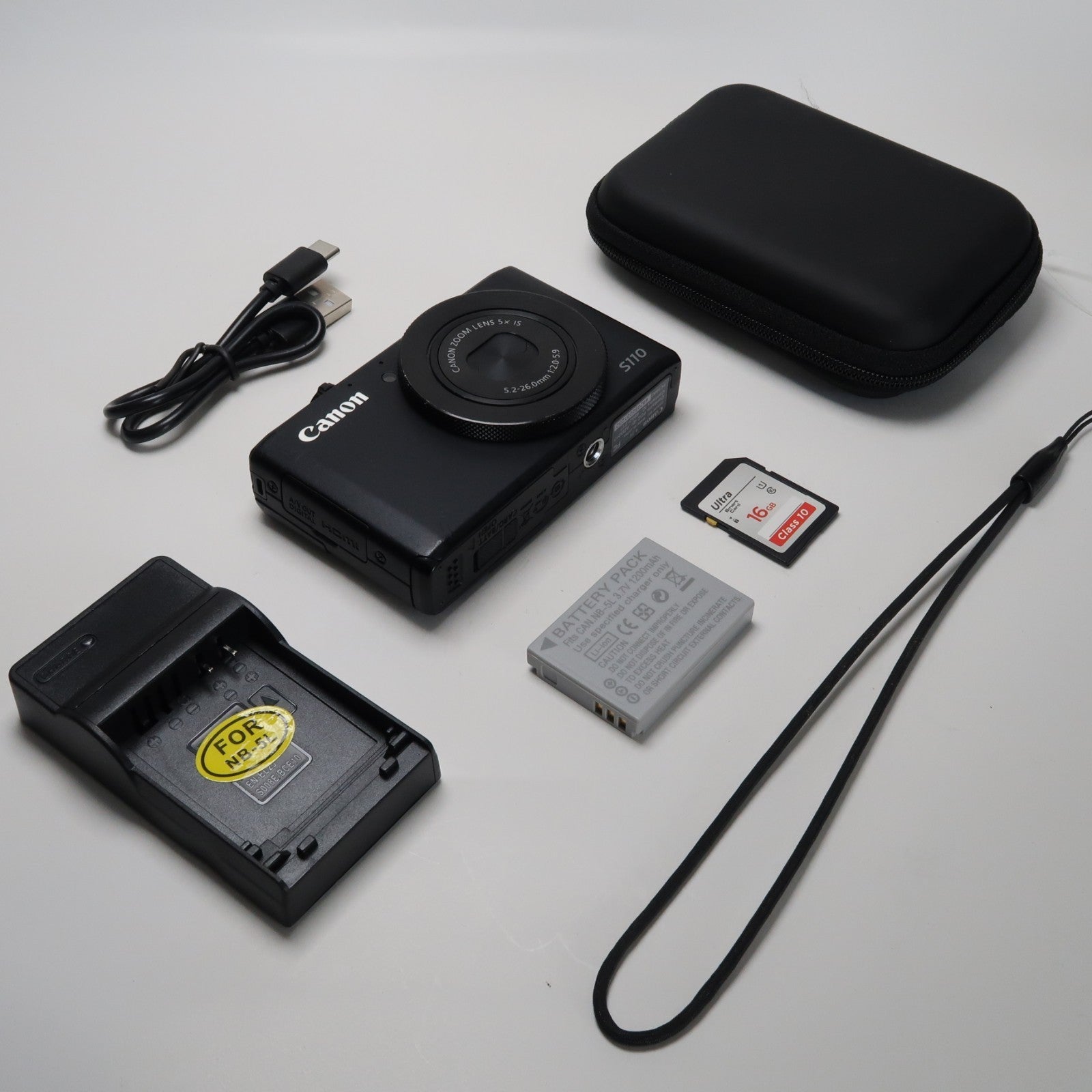 Canon PowerShot S110 12.1MP Digital Camera – Black, Case, SD Card – Excellent