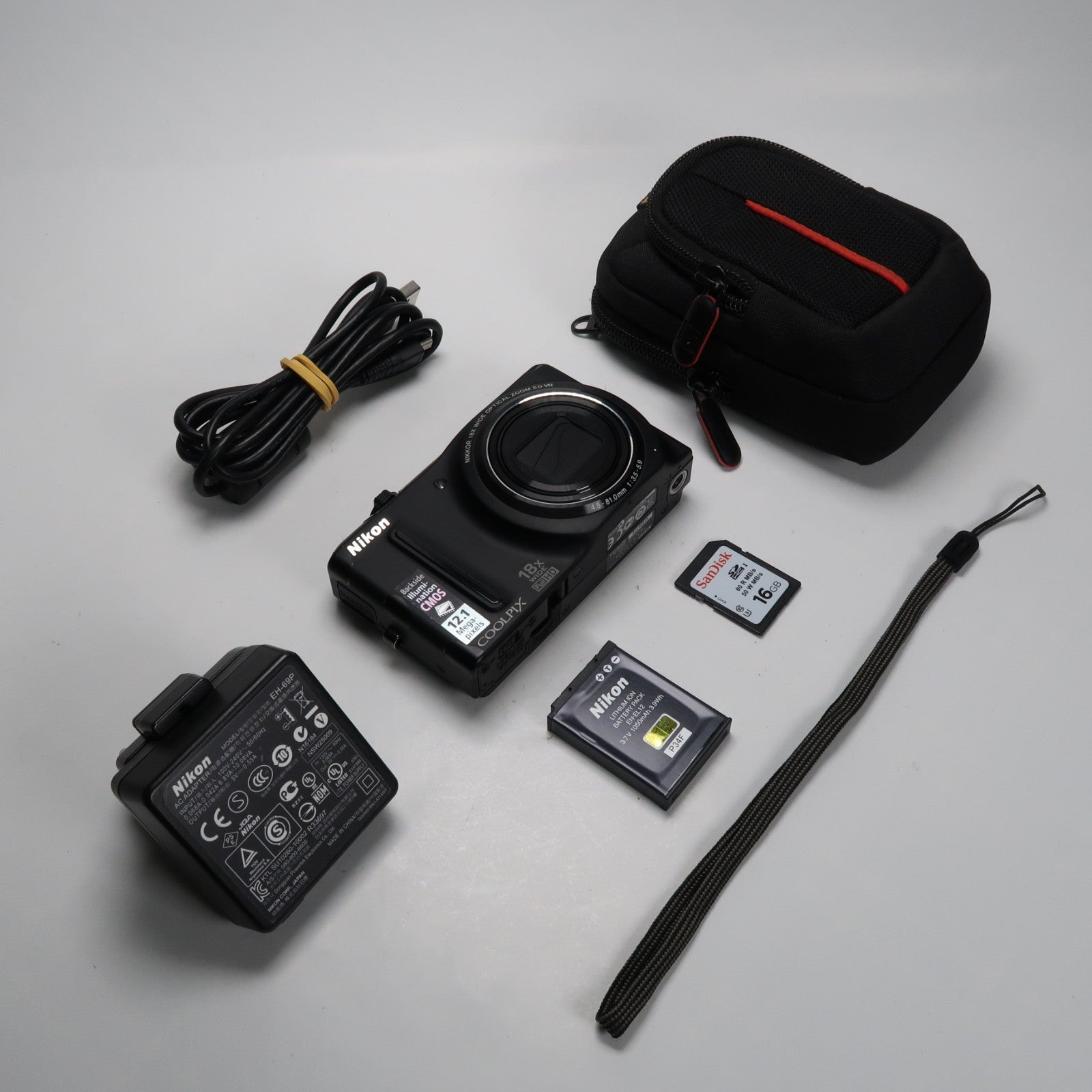 Nikon Coolpix S9100 12.1MP 18x Digital Camera Black – Very Good Condition