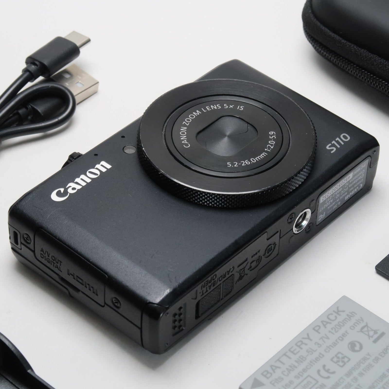 Canon PowerShot S110 12.1MP Digital Camera – Black, Case, SD Card – Excellent